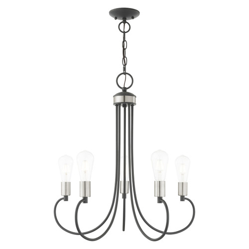 Bari 5 Light Scandinavian Gray With Brushed Nickel Accents Chandelier (42925-76)