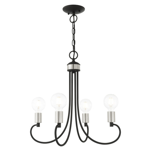 Bari 4 Light Black With Brushed Nickel Accents Chandelier (42924-04)