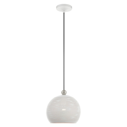 Dublin 1 Light White With Brushed Nickel Accents Pendant (49100-03)