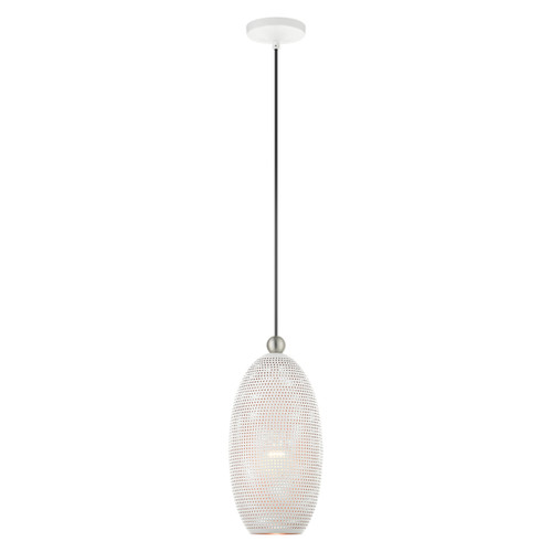 Dublin 1 Light White With Brushed Nickel Accents Pendant (49101-03)