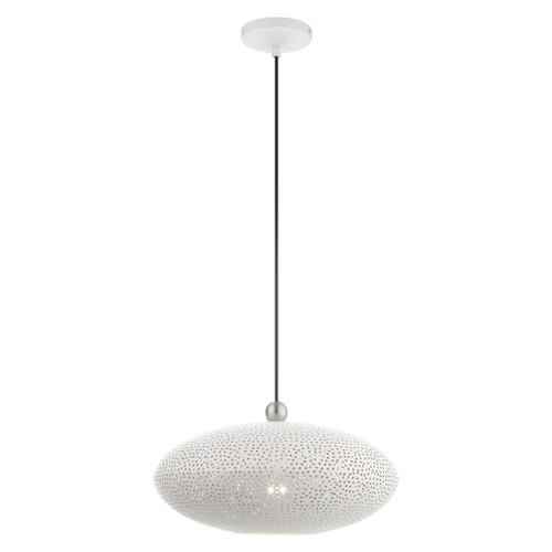 Dublin 1 Light White With Brushed Nickel Accents Pendant (49102-03)