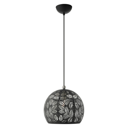 Chantily 1 Light Black With Brushed Nickel Accents Pendant (49542-04)