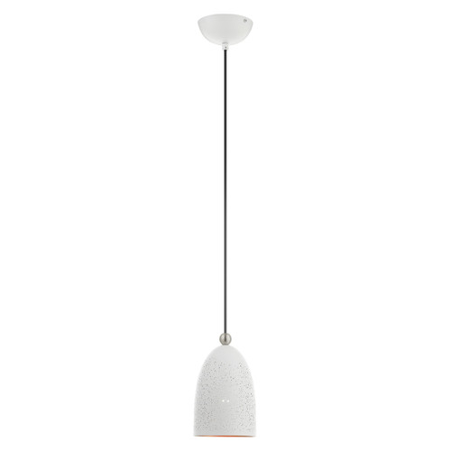 Arlington 1 Light White With Brushed Nickel Accents Pendant (49107-03)