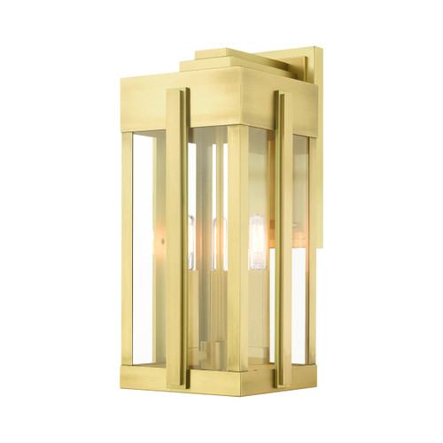 Lexington 3 Light Natural Brass Outdoor Wall Lantern (27714-08)