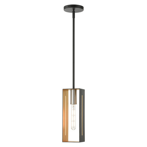 Soma 1 Light Textured Black With Brushed Nickel Accents Pendant (45951-14)