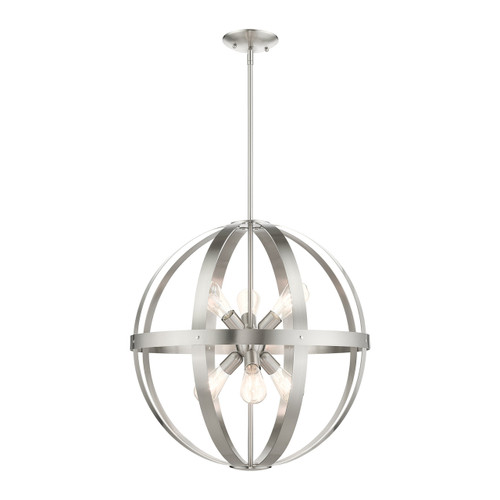 Stoneridge 6 Light Brushed Nickel Pendant Chandelier (49646-91)