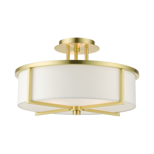 Wesley 3 Light Satin Brass Semi Flush (51074-12)