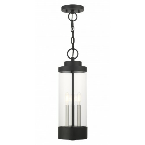 Hillcrest 3 Light Textured Black Outdoor Pendant Lantern (20727-14)