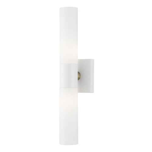 Aero 2 Light Wall Sconce In Textured White with Brushed Nickel Accent (10102-13)
