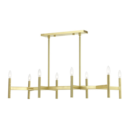 Copenhagen 8 Light Linear Chandelier In Satin Brass (51178-12)