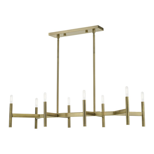 Copenhagen 8 Light Linear Chandelier In Antique Brass (51178-01)