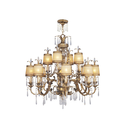 La Bella Collection 12 Light Hand Painted Vintage Gold Leaf Chandelier (8888-65)