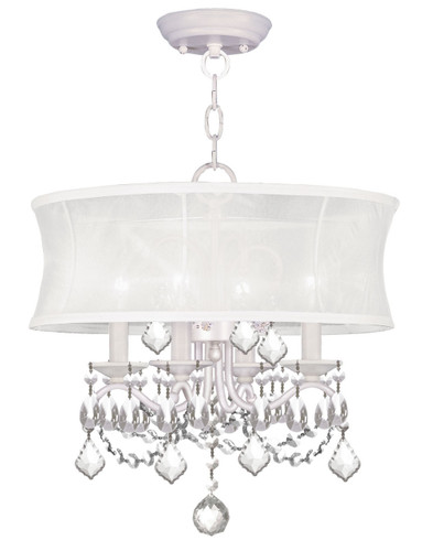 Newcastle Collection 4 Light White Convertible Mini Chandelier/Ceiling Mount (6304-03)