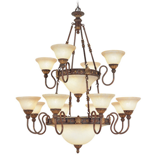 Sovereign 18 Light Chandelier in Crackled Greek Bronze With Aged Gold Accents (8608-30)