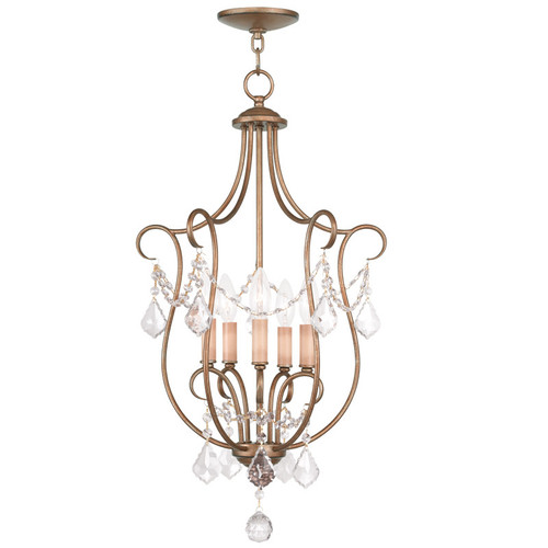 Chesterfield Collection 5 Light Antique Gold Leaf Foyer (6436-48)