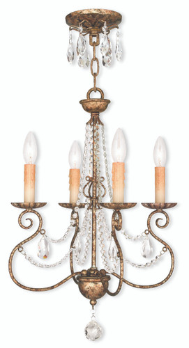 Isabella 4 Light Hand Applied European Bronze Mini Chandelier (51904-36)