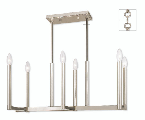 Alpine Collection 6 Light Polished Nickel Linear Chandelier (40256-35)