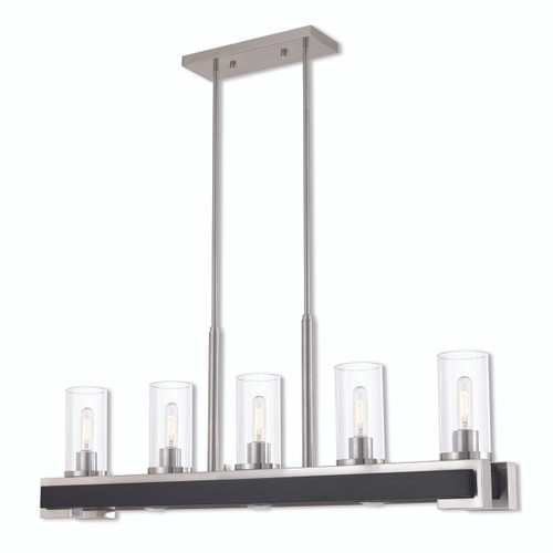 Buttonwood Collection 8 Light Brushed Nickel Linear Chandelier (41075-91)