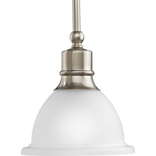 Madison Collection One-Light Brushed Nickel Etched Glass Traditional Mini-Pendant Light (P5078-09)