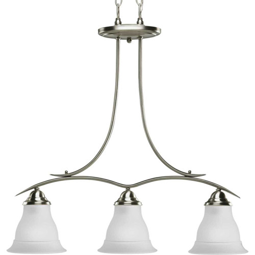 Trinity Collection Three-Light Brushed Nickel Etched Glass Traditional Chandelier Light (P4325-09)