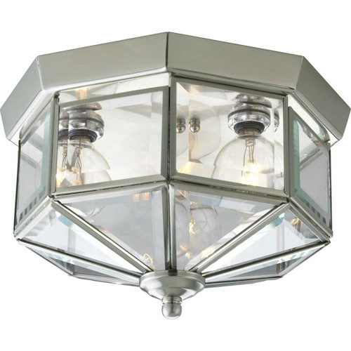 Three-Light Beveled Glass 9-3/4" Close-to-Ceiling (P5788-09)