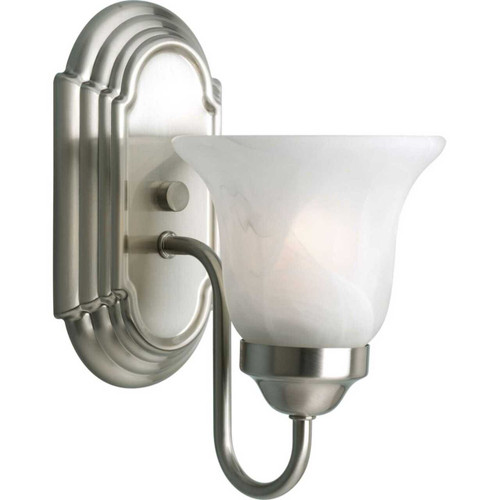 One-Light Brushed Nickel Alabaster Glass Traditional Bath Vanity Light (P3051-09)