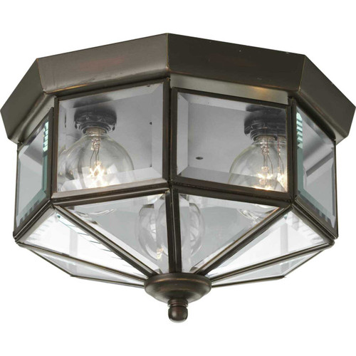 Three-Light Beveled Glass 9-3/4" Close-to-Ceiling (P5788-20)