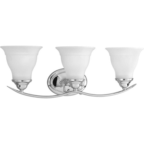 Trinity Collection Three-Light Polished Chrome Etched Glass Traditional Bath Vanity Light (P3192-15)