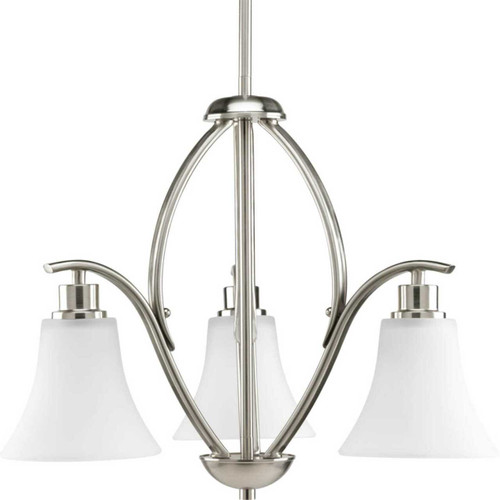 Joy Collection Three-Light Brushed Nickel Etched Glass Traditional Chandelier Light (P4489-09)