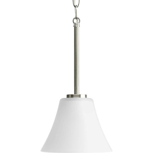 Bravo Collection One-Light Brushed Nickel Etched Glass Modern Mini-Pendant Light (P5300-09)