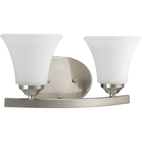 Adorn Collection Two-Light Brushed Nickel Etched Glass Traditional Bath Vanity Light (P2009-09)