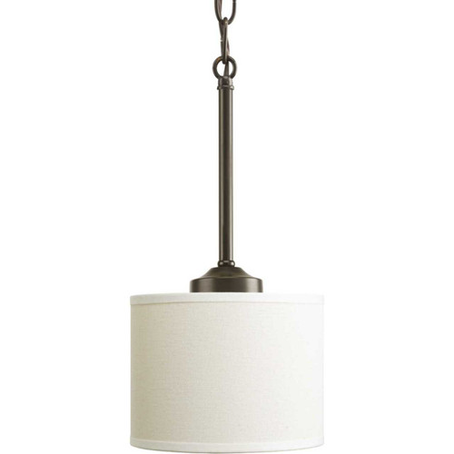 Inspire Collection One-Light Antique Bronze Off-white Shade Traditional Mini-Pendant Light (P5065-20)
