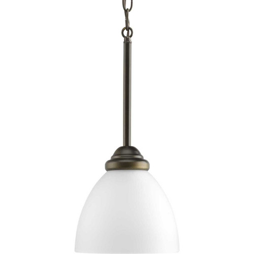 Heart Collection One-Light Antique Bronze Etched Glass Traditional Mini-Pendant Light (P5131-20)