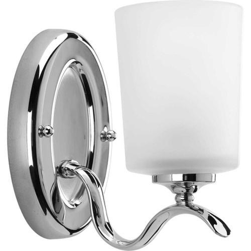 Inspire Collection One-Light Polished Chrome Etched Glass Traditional Bath Vanity Light (P2018-15)