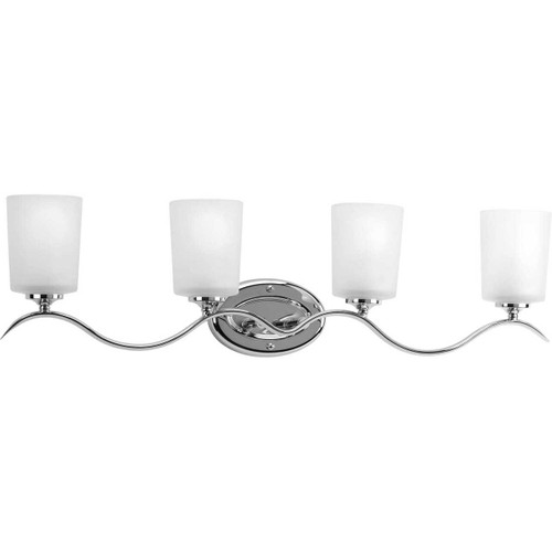 Inspire Collection Four-Light Polished Chrome Etched Glass Traditional Bath Vanity Light (P2021-15)