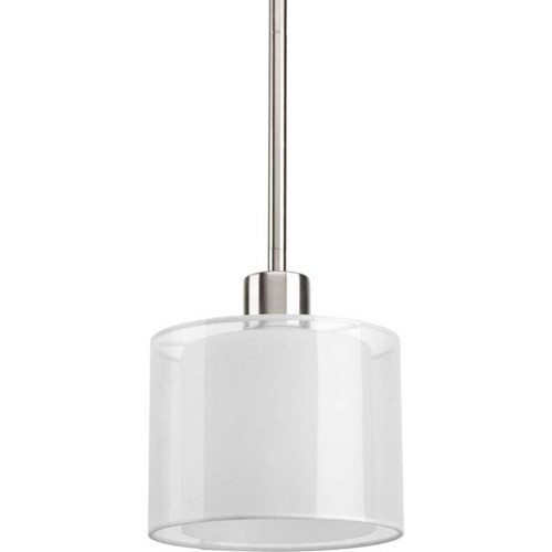 Invite Collection One-Light Brushed Nickel White Mylar Shade New Traditional Mini-Pendant Light (P5110-09)