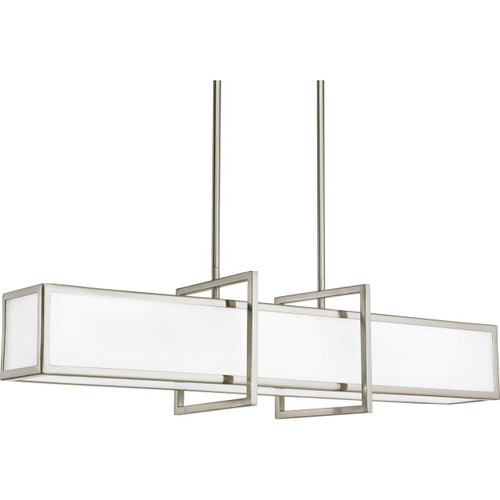 Haven Collection Four-Light Brushed Nickel Etched Glass Modern Pendant Light (P3898-09)
