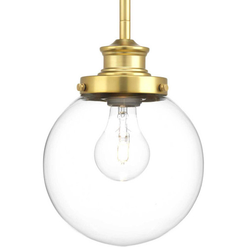 Penn Collection One-Light Natural Brass Clear Glass Farmhouse Mini-Pendant Light (P5067-137)