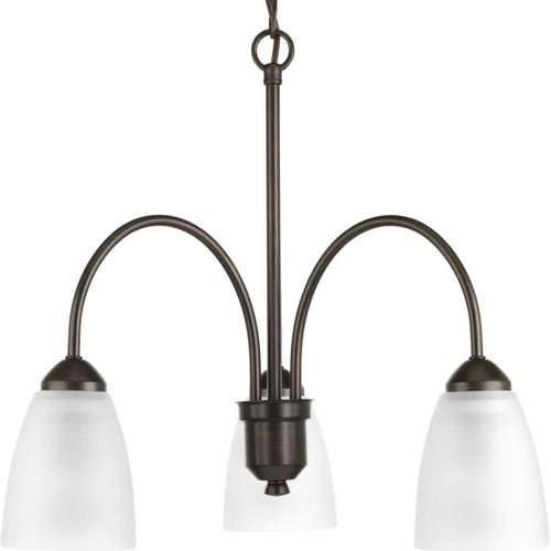 Gather Collection Three-Light Antique Bronze Etched Glass Traditional Chandelier Light (P4734-20)