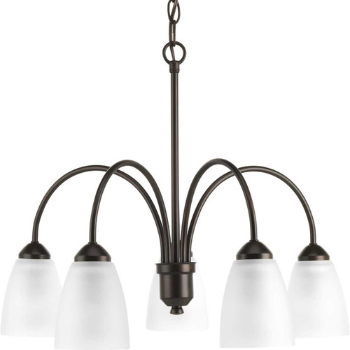 Gather Collection Five-Light Antique Bronze Etched Glass Traditional Chandelier Light (P4735-20)