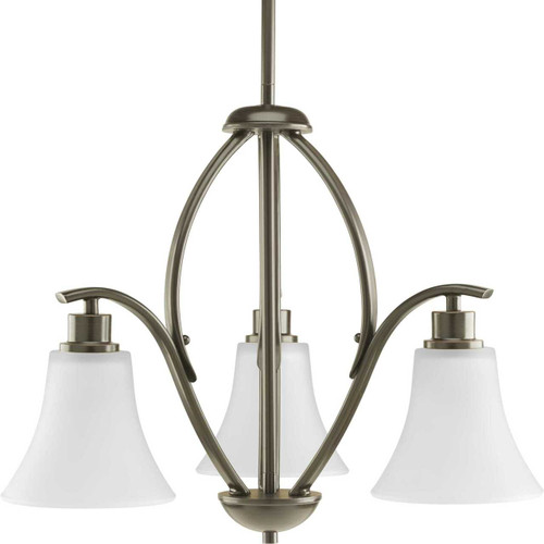 Joy Collection Three-Light Antique Bronze Etched White Glass Traditional Chandelier Light (P4489-20W)