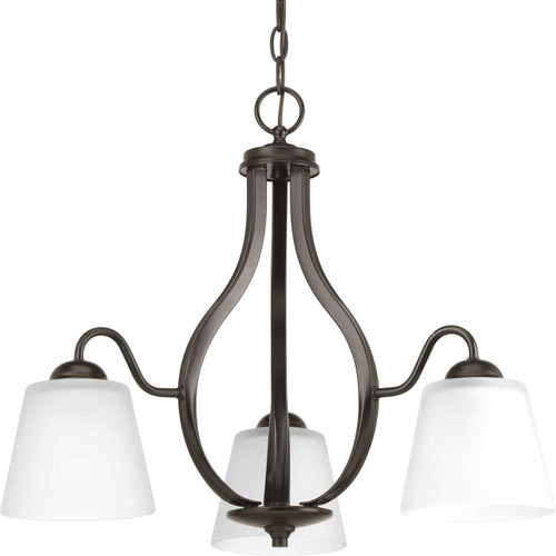 Arden Collection Three-Light Antique Bronze Etched Glass Farmhouse Chandelier Light (P4745-20)