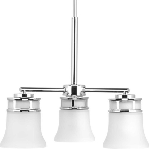 Cascadia Collection Three-Light Polished Chrome Etched Glass Coastal Chandelier Light (P4612-15)