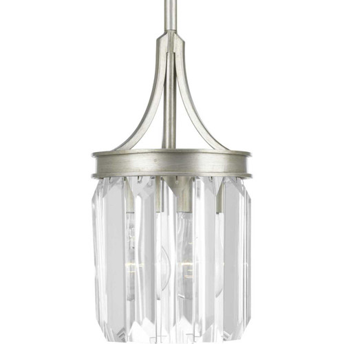 Glimmer Collection One-Light Silver Ridge Clear Glass Luxe Mini-Pendant Light (P5320-134)