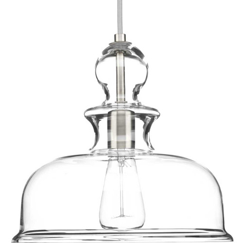 Staunton Collection One-Light Brushed Nickel Clear Glass Global Pendant Light (P5332-09)