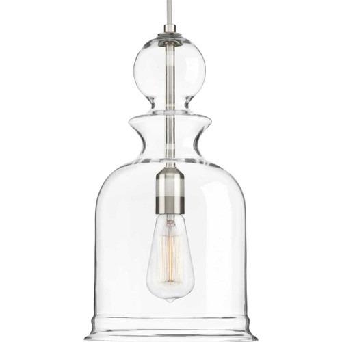 Staunton Collection One-Light Brushed Nickel Clear Glass Global Pendant Light (P5333-09)