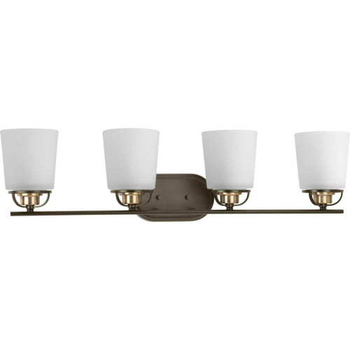 West Village Collection Four-Light Antique Bronze Etched Double Prismatic Glass Farmhouse Bath Vanity Light (P300007-020)