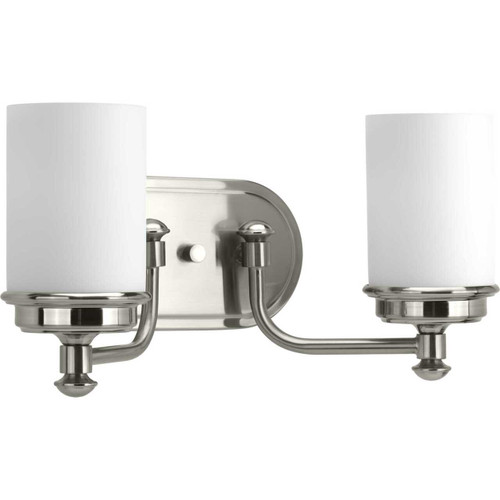 Glide Collection Two-Light Brushed Nickel Etched Opal Glass Coastal Bath Vanity Light (P300013-009)