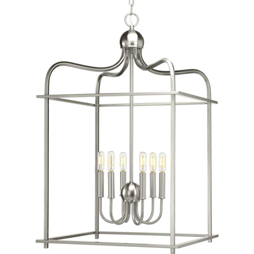 Assembly Hall Collection Six-Light Brushed Nickel Coastal Pendant Light (P500037-009)