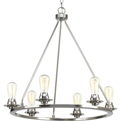 Debut Collection Six-Light Brushed Nickel Farmhouse Chandelier Light (P400015-009)